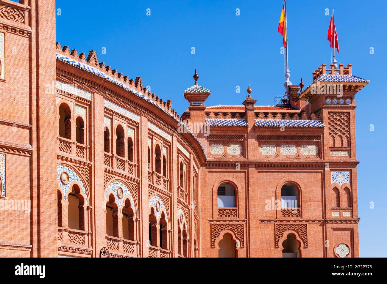 Dettaglio dell'architettura. la plaza de toros de Las Ventas, conosciuta semplicemente come Las Ventas, è la più grande arena di corrida della Spagna. Questo anello è stato progettato Foto Stock