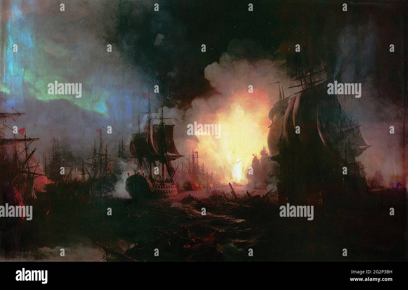 Ivan aïvazovski (1817-1900) - Battaglia Chesm 1886 Foto Stock