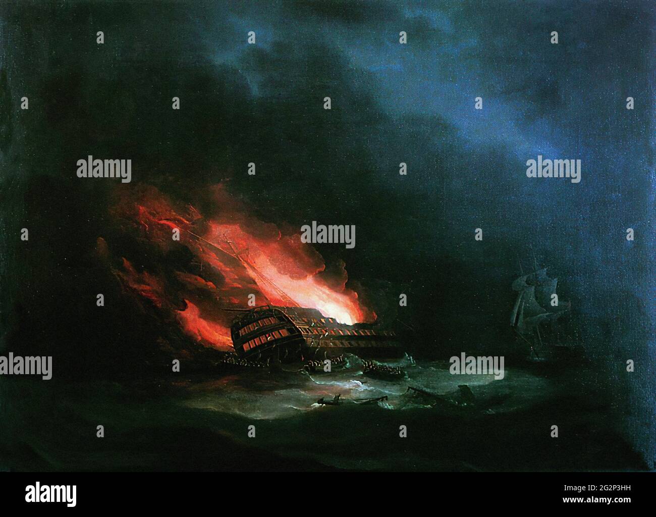Ivan aïvazovski (1817-1900) - episodio della nave bruciante guerra turca russa Foto Stock