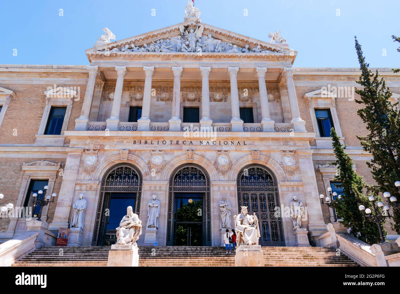 Costruzione della Biblioteca Nazionale - Biblioteca Nacional, una biblioteca istituita da un governo come deposito di informazioni predominante nel paese. Si trovano Foto Stock