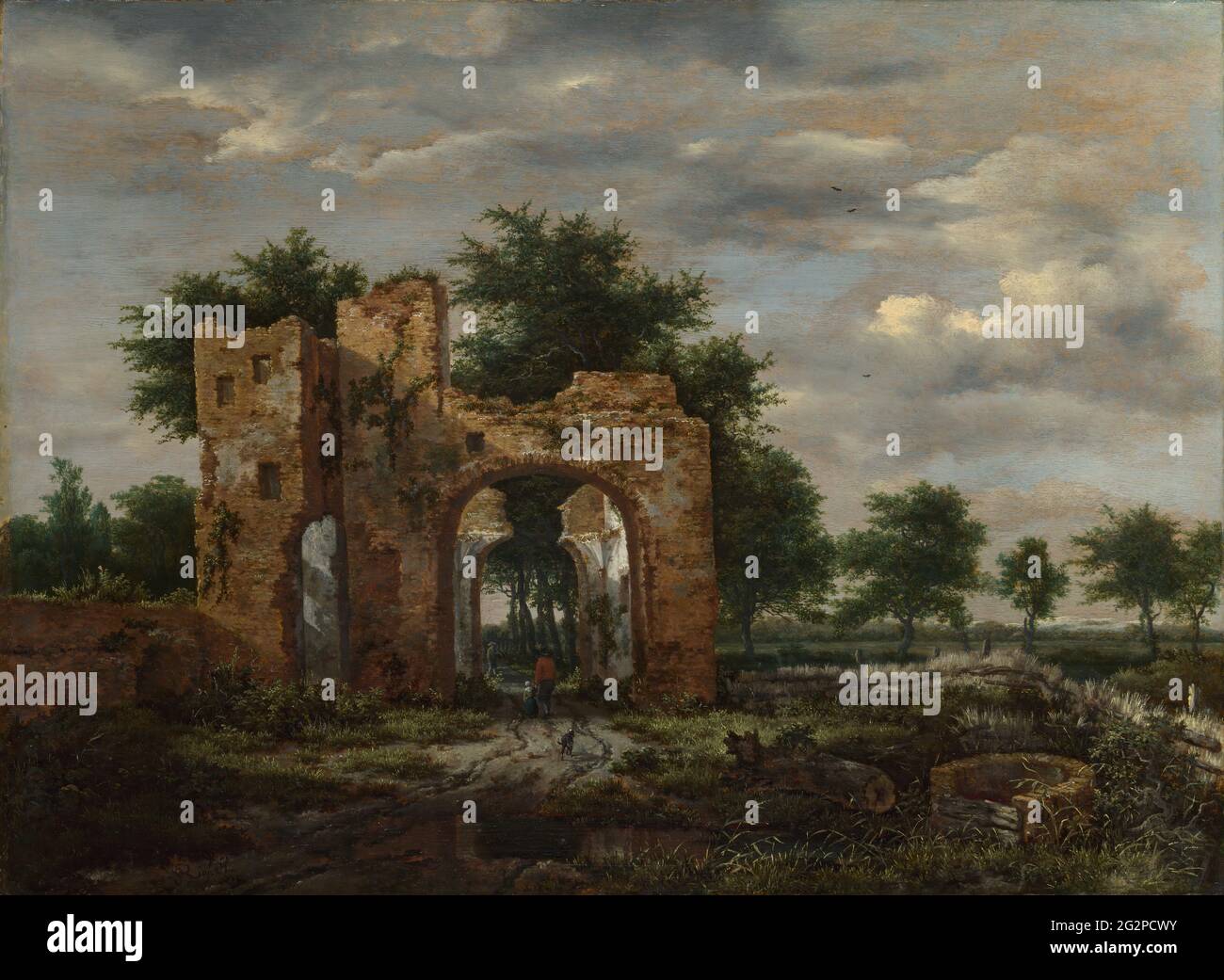 Jacob Van Ruisdael - una porta del castello in rovina Foto Stock