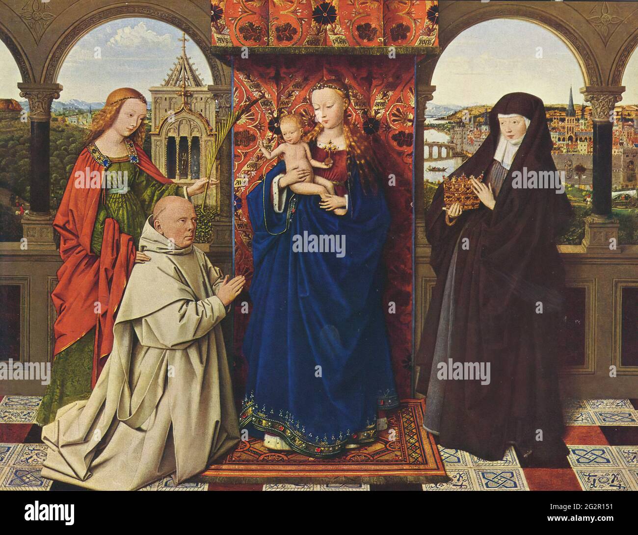 Jan Van Eyck - la Madonna con i certosini 1425 Foto Stock