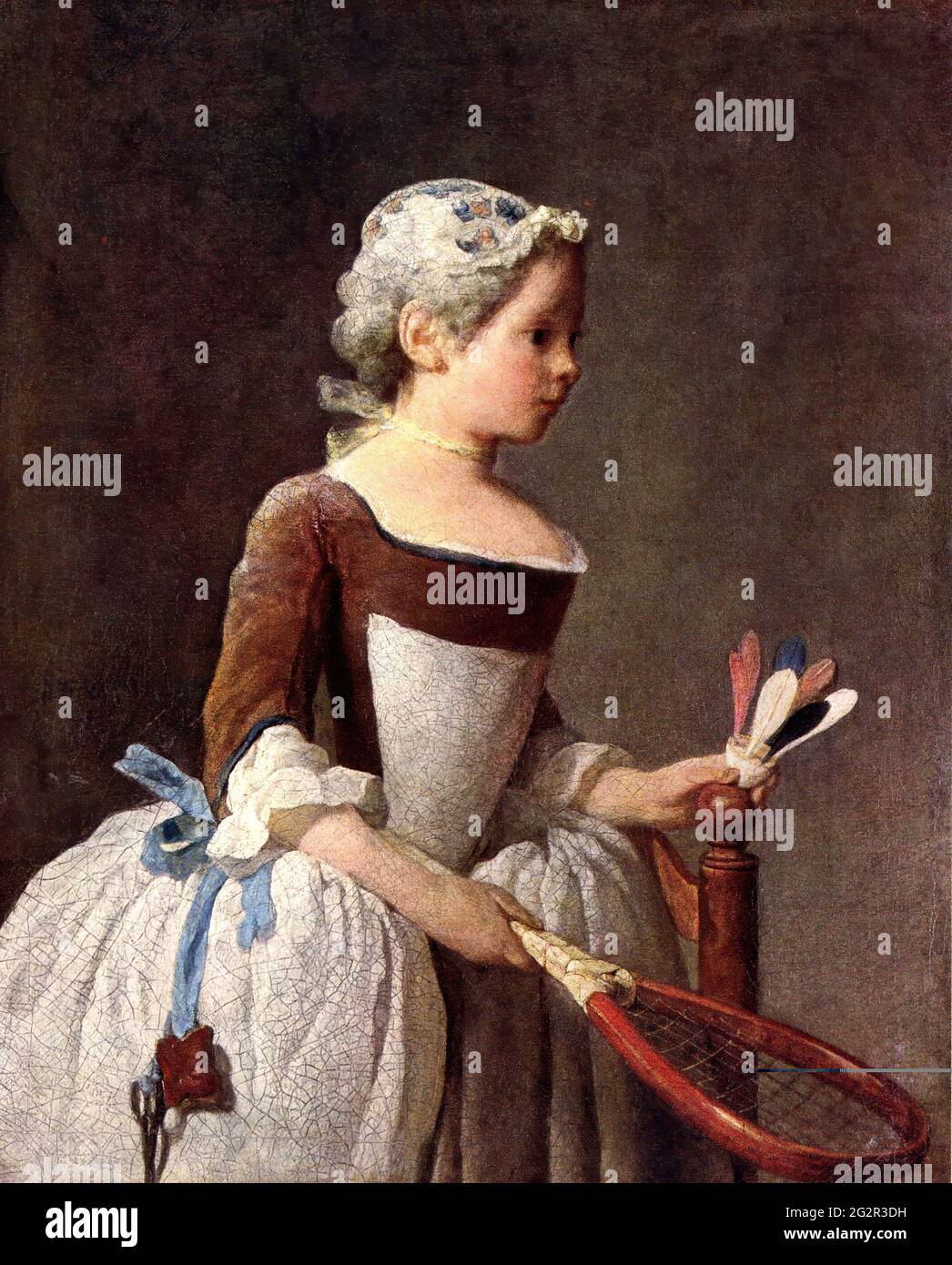 Jean Baptiste Simeon Chardin - ragazza con racchetta Shuttlecock C 1740 Foto Stock