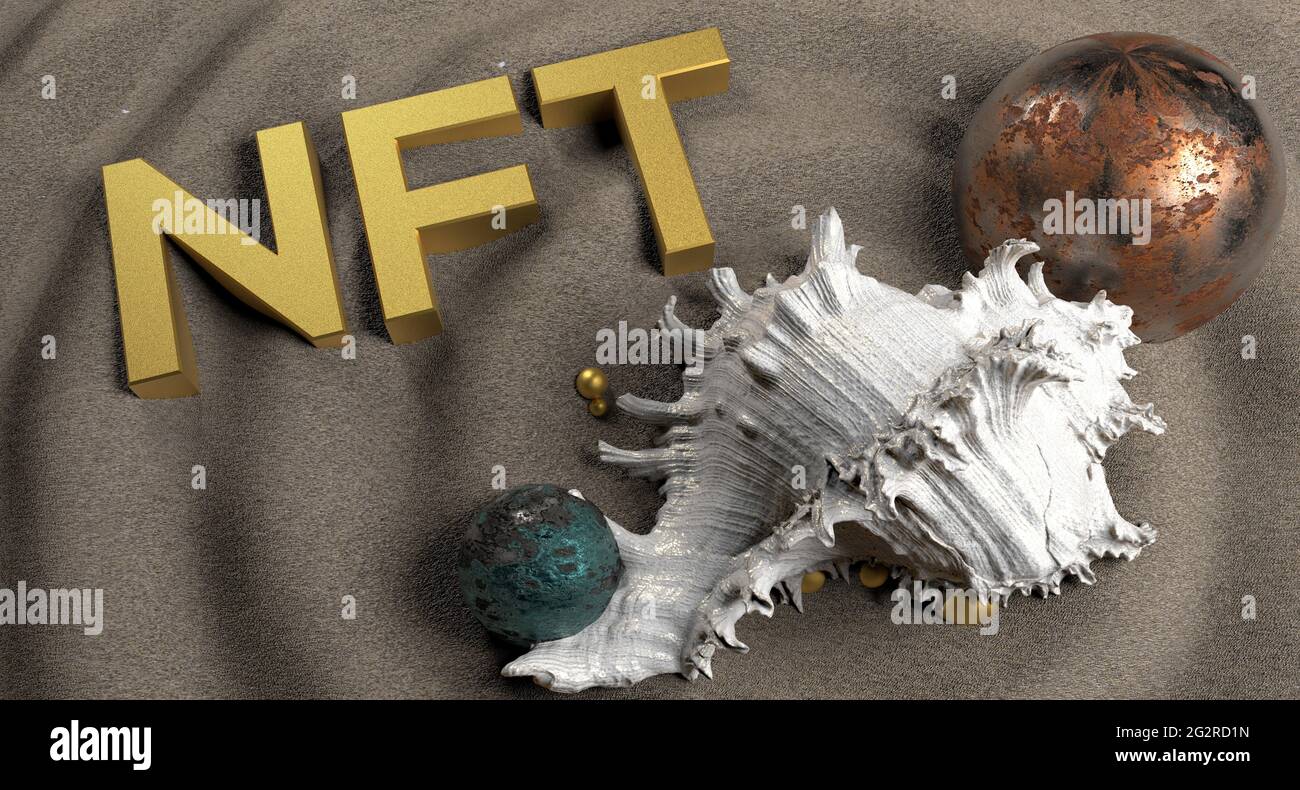 Gettone non fungibile, cripto art, tecnologia della criptovaluta Foto Stock