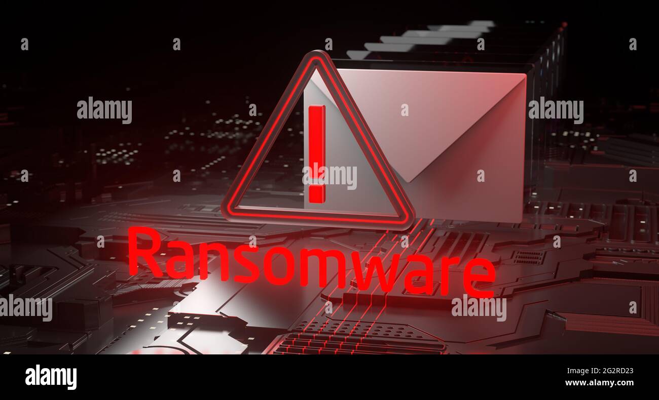 Ransomware, cyber sicurezza, malware, e-mail di phishing, hacker di computer Foto Stock