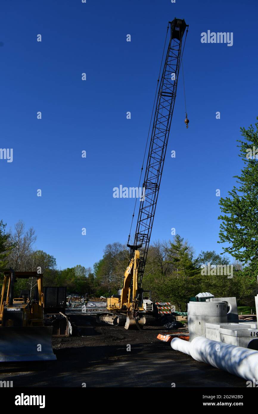 gru da costruzione in progetto di drenaggio Foto Stock