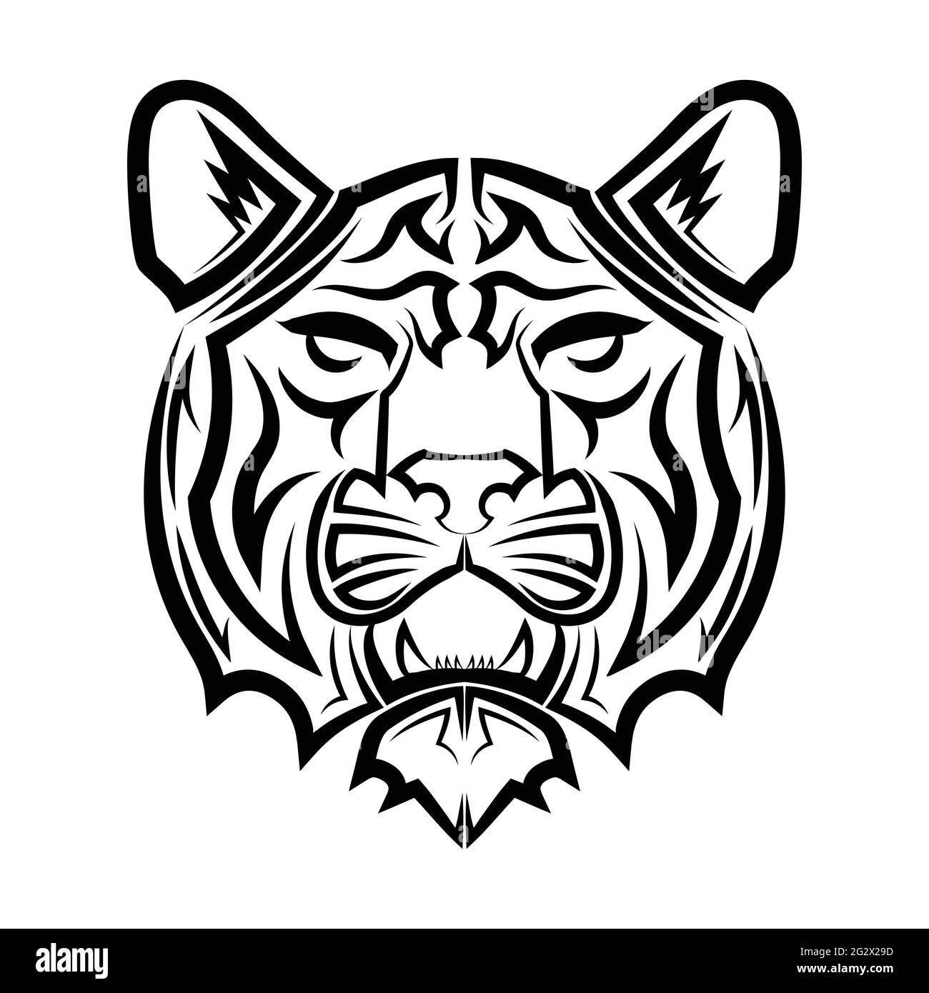 Linea bianca e nera arte della testa della tigre buon uso per icona mascotte simbolo avatar tatuaggio T camicia logo di design o qualsiasi disegno Illustrazione Vettoriale