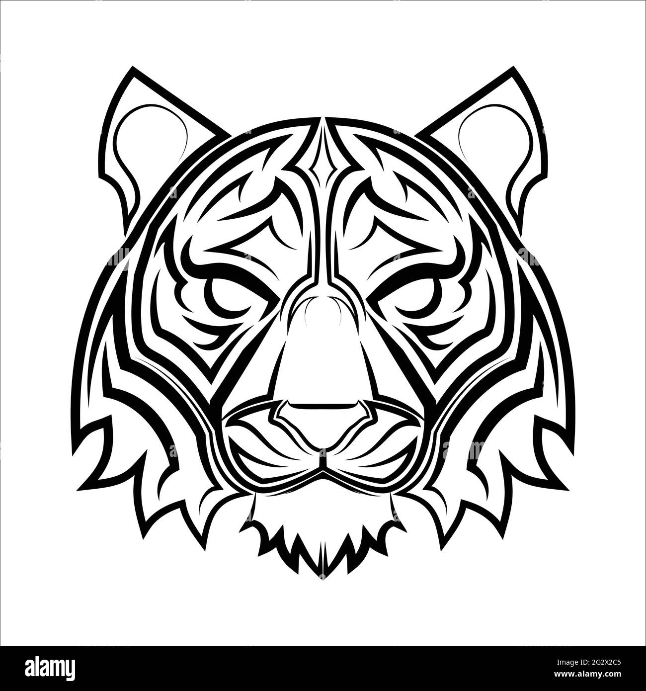 Linea bianca e nera arte della testa della tigre buon uso per icona mascotte simbolo avatar tatuaggio T camicia logo di design o qualsiasi disegno Illustrazione Vettoriale