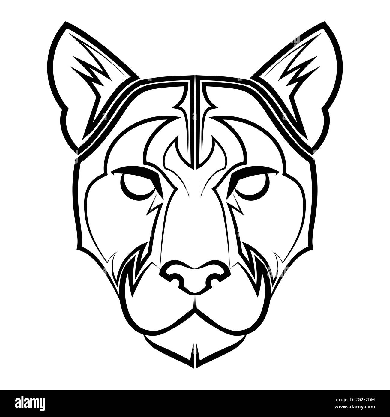 Linea bianca e nera arte di cougar testa buon uso per simbolo mascotte icona avatar tatuaggio T camicia logo di design o qualsiasi disegno che si desidera Illustrazione Vettoriale