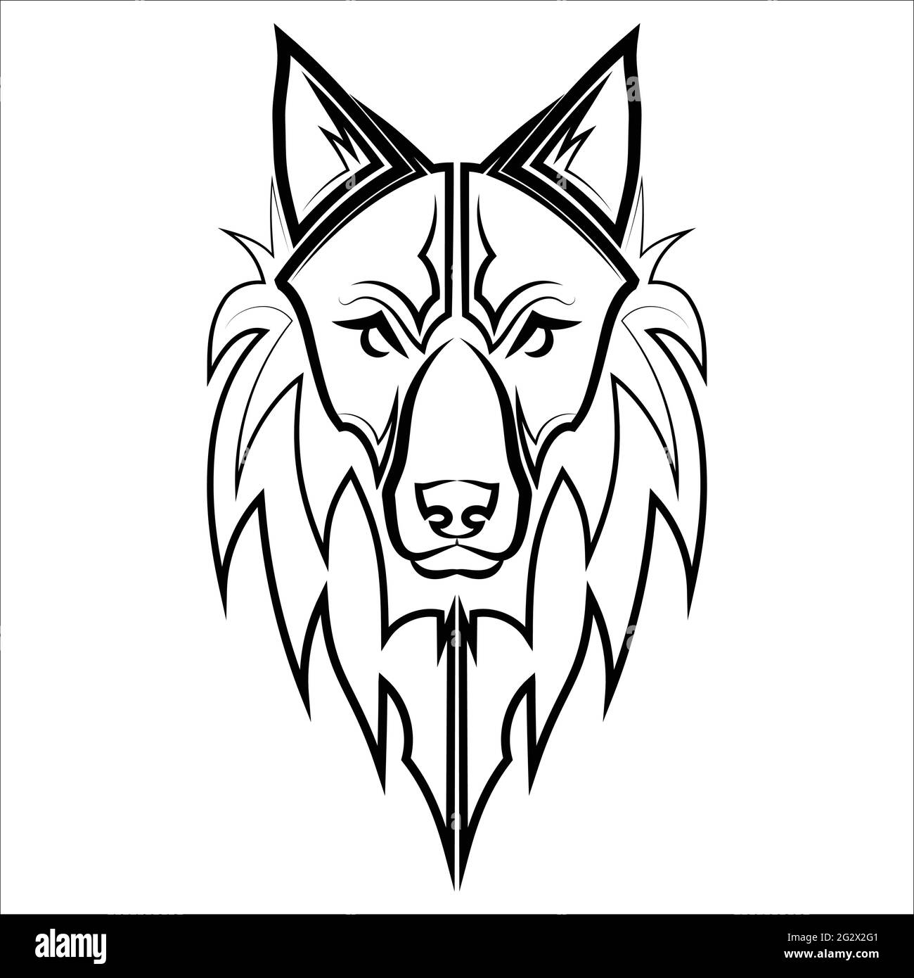 Linea bianca e nera arte del lupo testa buon uso per simbolo mascotte icona avatar tatuaggio T camicia logo di design o qualsiasi disegno che si desidera Illustrazione Vettoriale