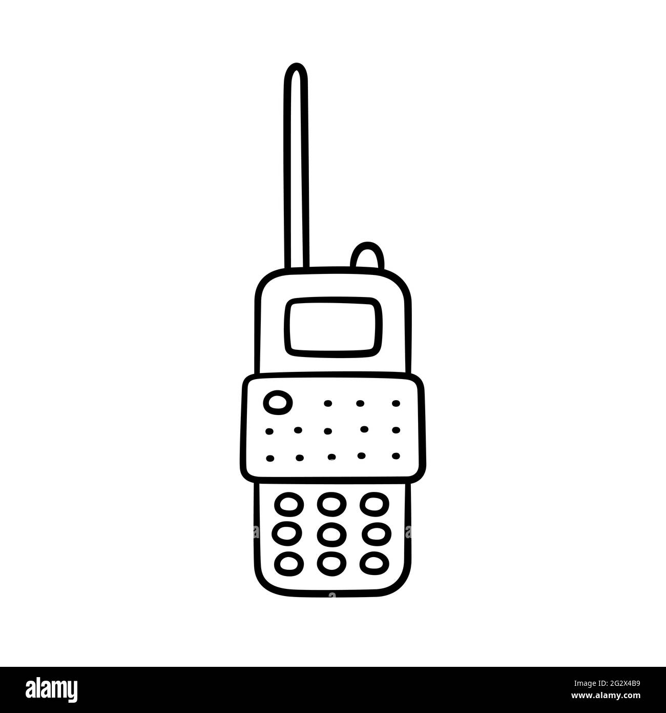 Icona del trasmettitore radio portatile disegnato a mano. I bambini  disegnano un walkie talkie. Illustrazione vettoriale in stile doodle su  sfondo bianco Immagine e Vettoriale - Alamy