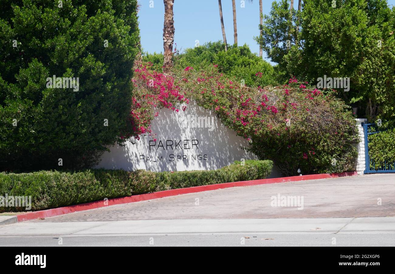 Palm Springs, California, USA 10 Giugno 2021 UNA vista generale dell'atmosfera del Parker Palm Springs Hotel a Palm Springs, California, Stati Uniti. Foto di Barry King/Alamy Stock foto Foto Stock