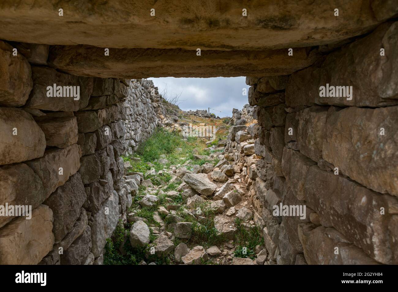 Rovine del sito archeologico di Kiryat Luza, villaggio samaritano sul Monte Gerizim. Nablus. Palestina Foto Stock