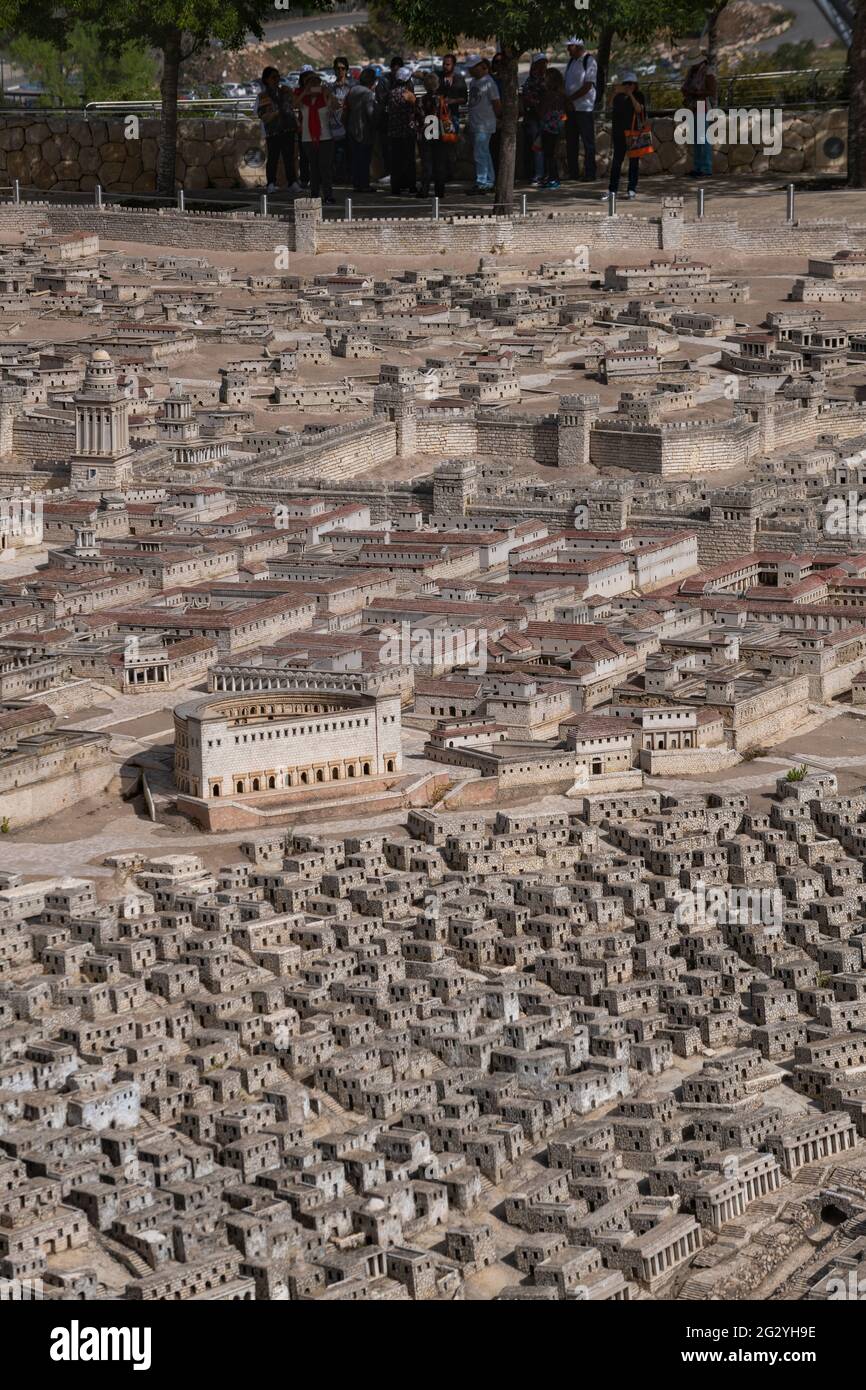 Un modello Holyland in scala 1:50 di Gerusalemme, conosciuto anche come modello di Gerusalemme alla fine del secondo periodo del Tempio. Museo di Israele, Gerusalemme. Israele Foto Stock
