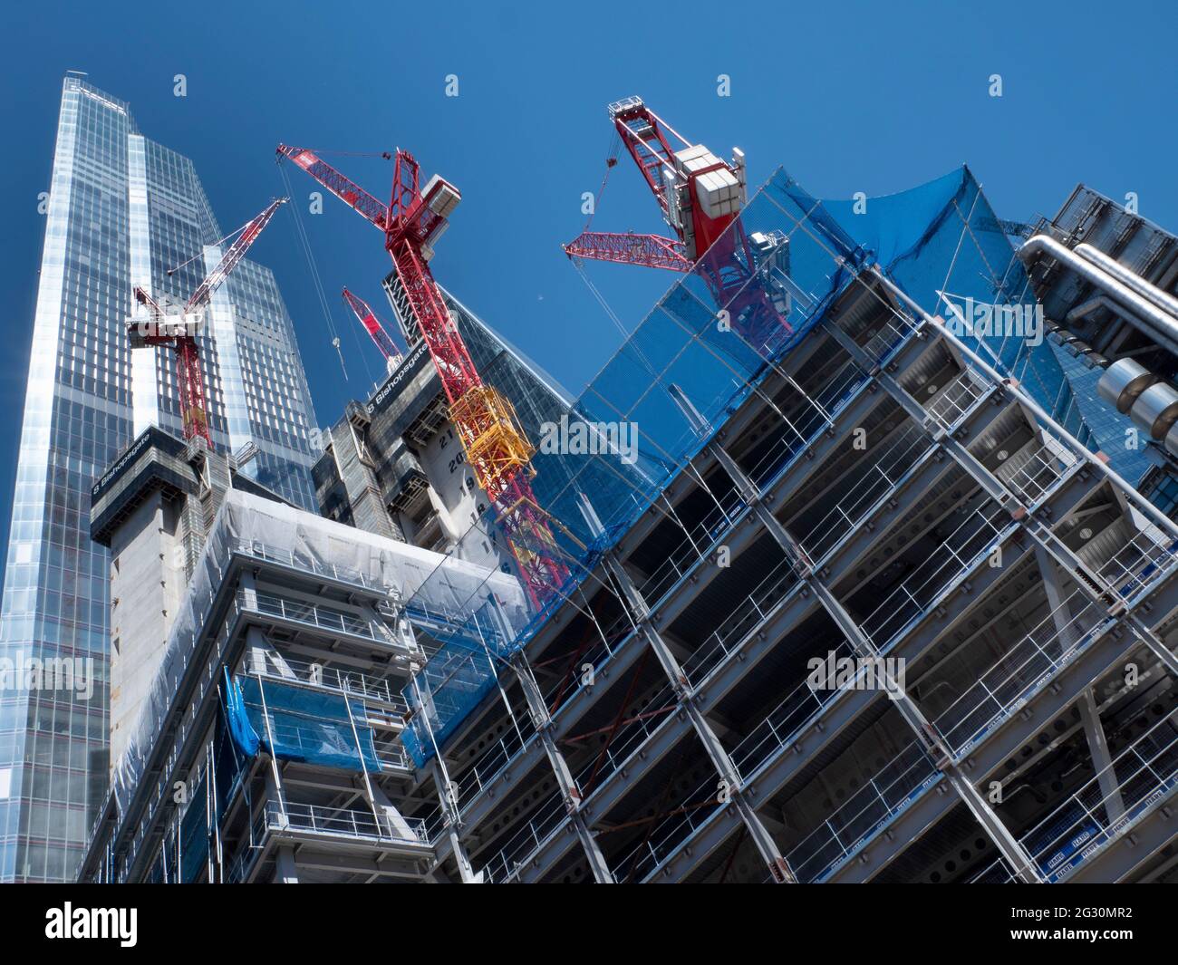 Bishopsgate Tower, 8 bishopsgate Construction site, durante i lavori di costruzione di Londra Foto Stock