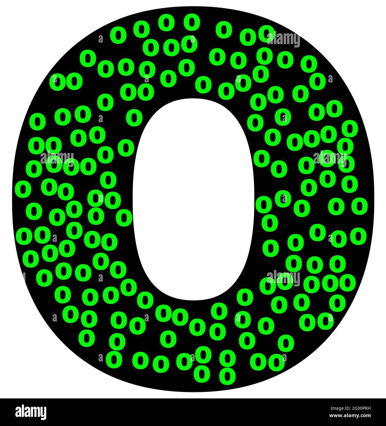Lettera maiuscola o tipografia in colore nero e verde per l'elemento di disegno binario della carta da parati Illustrazione Vettoriale