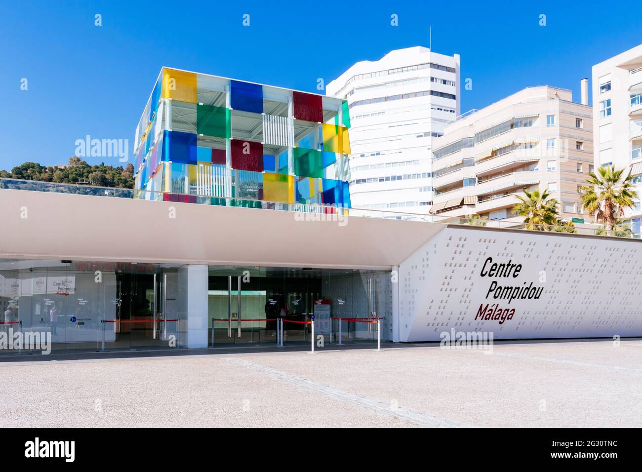 Il Centre Pompidou Málaga è una succursale del Centro Nazionale d'Arte e Cultura Georges Pompidou di Francia situato nello spazio chiamato Cube in t Foto Stock