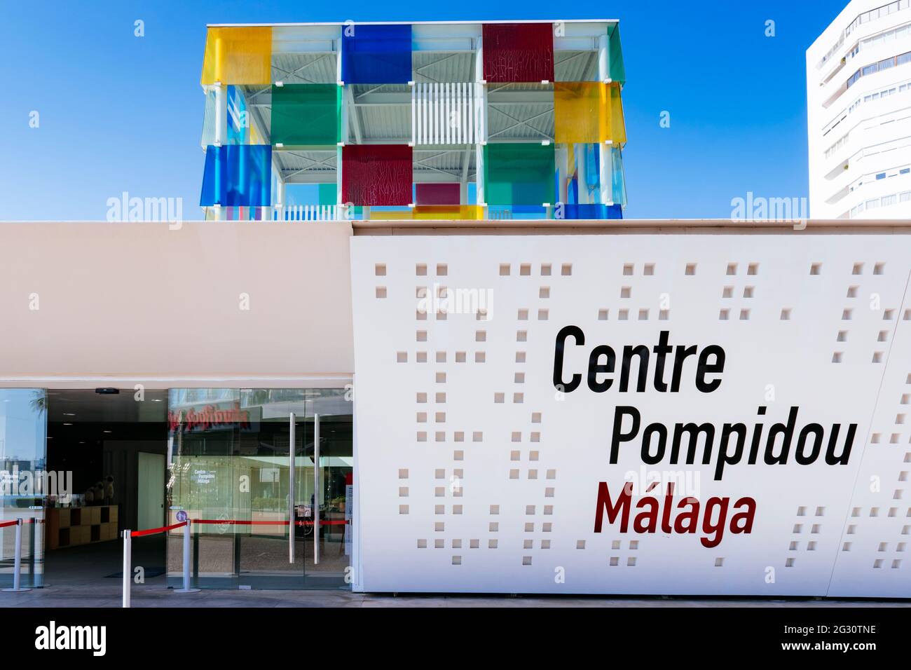Il Centre Pompidou Málaga è una succursale del Centro Nazionale d'Arte e Cultura Georges Pompidou di Francia situato nello spazio chiamato Cube in t Foto Stock