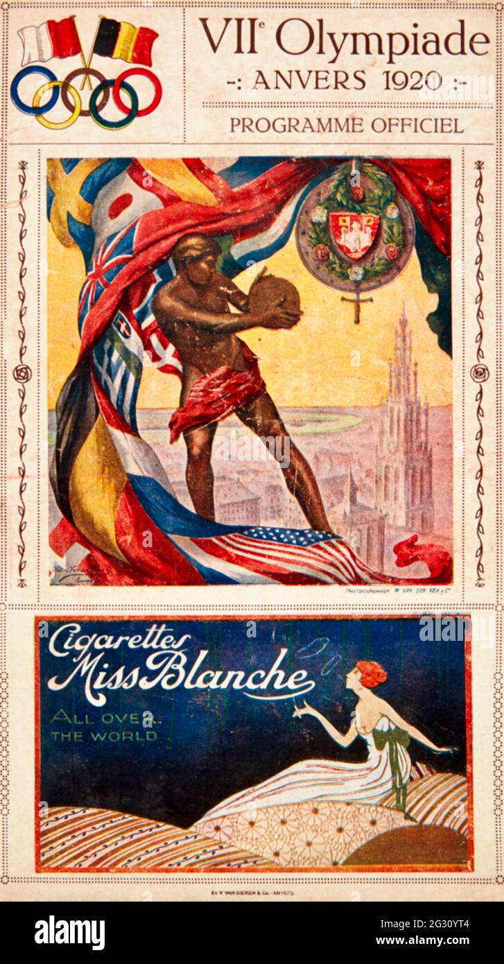 Anversa - Anvers - 1920 - Poster Olimpico d'epoca Foto Stock