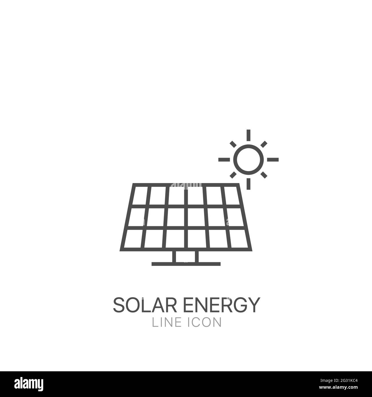 Energia rinnovabile, concetto di stazione di pannelli solari, elettricità verde, icona della linea vettoriale. Tratto modificabile Illustrazione Vettoriale