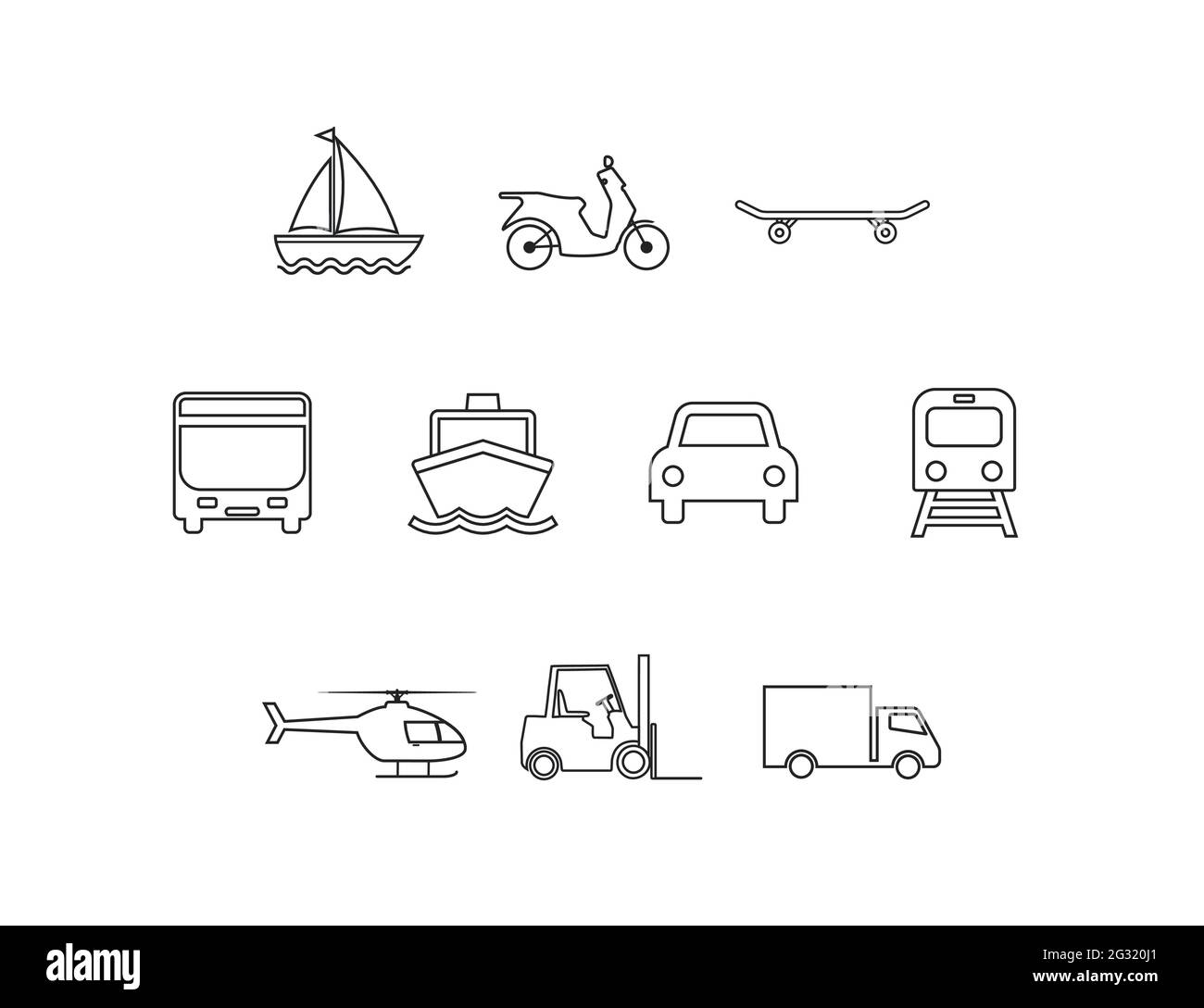 Illustrazione vettoriale. Set di icone di trasporto Illustrazione Vettoriale