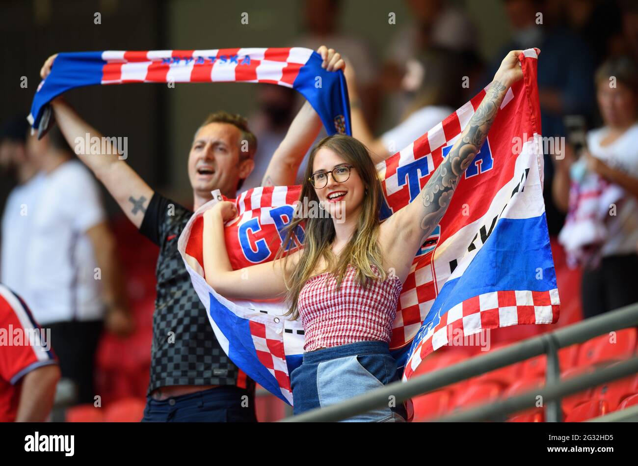 13 giugno 2021 - Inghilterra / Croazia - UEFA Euro 2020 Gruppo D Match - Wembley - Londra Croazia tifosi durante la partita Euro 2020 contro Croazia. Credito immagine : © Mark Pain / Alamy Live News Foto Stock