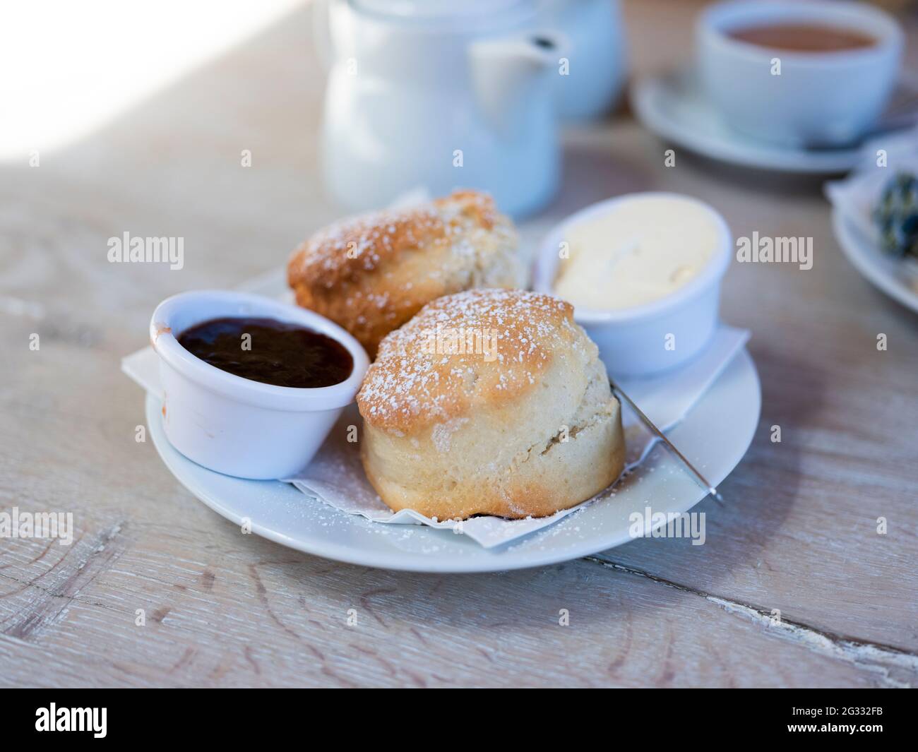 Un Cornish cream tea. Foto Stock