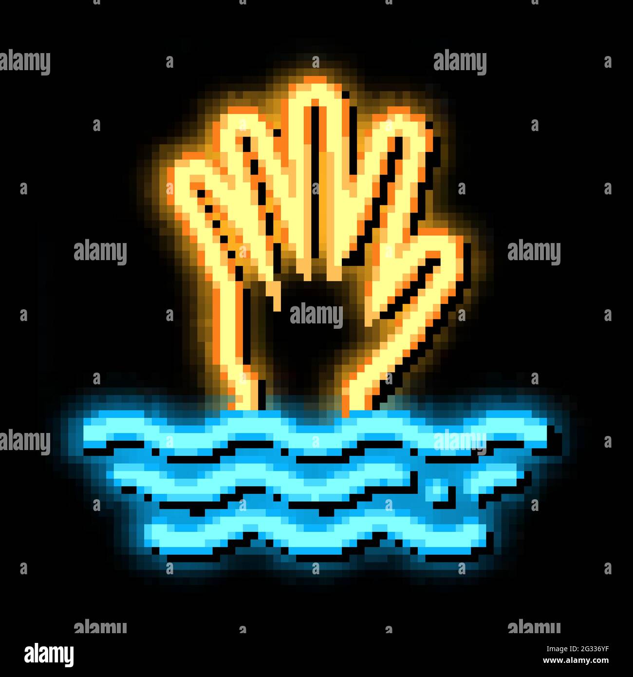immagine dell'icona del bagliore al neon per salvare l'annegamento Illustrazione Vettoriale