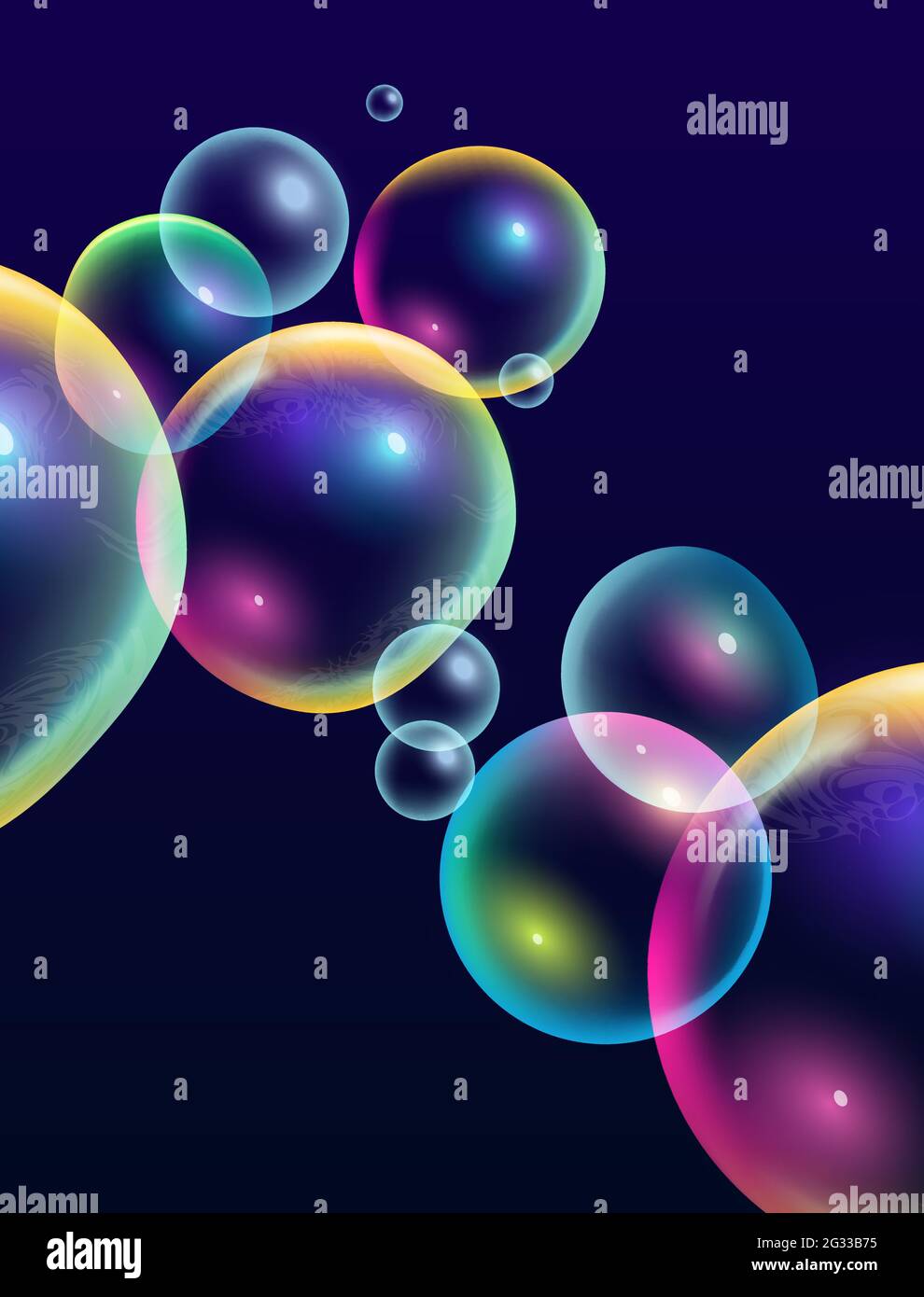 Creativo colorato astratto arcobaleno bolle sfondo. Illustrazione vettoriale. Illustrazione Vettoriale