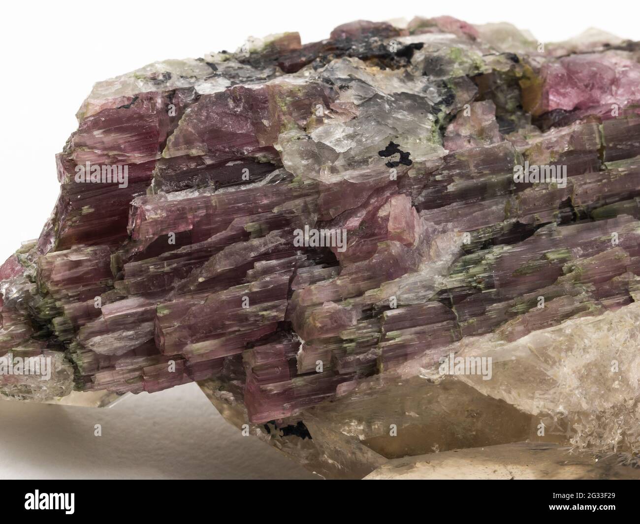 cristalli di tormalina rossi sulla matrice Foto Stock