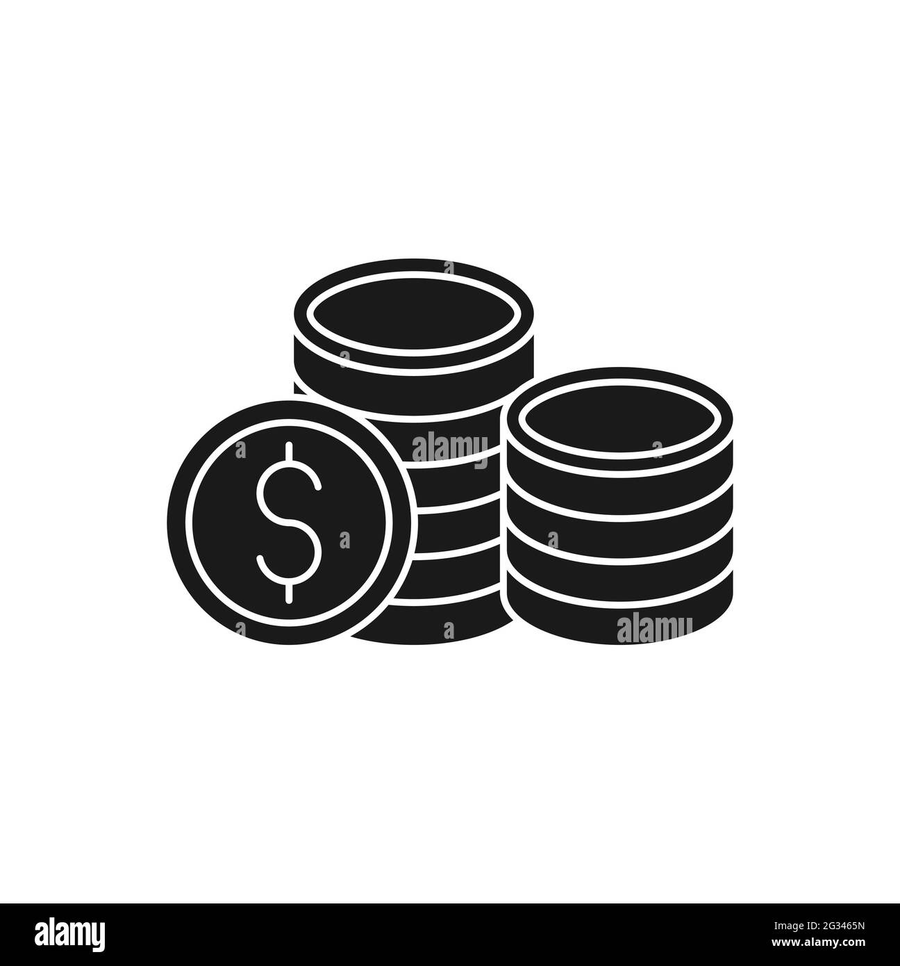 Icona a moneta - Illustrazione vettoriale. Dollar Money Coin icona vettore disegno concetto per pagamento, finanza, valuta e trading business. ic vettore monete metalliche Illustrazione Vettoriale