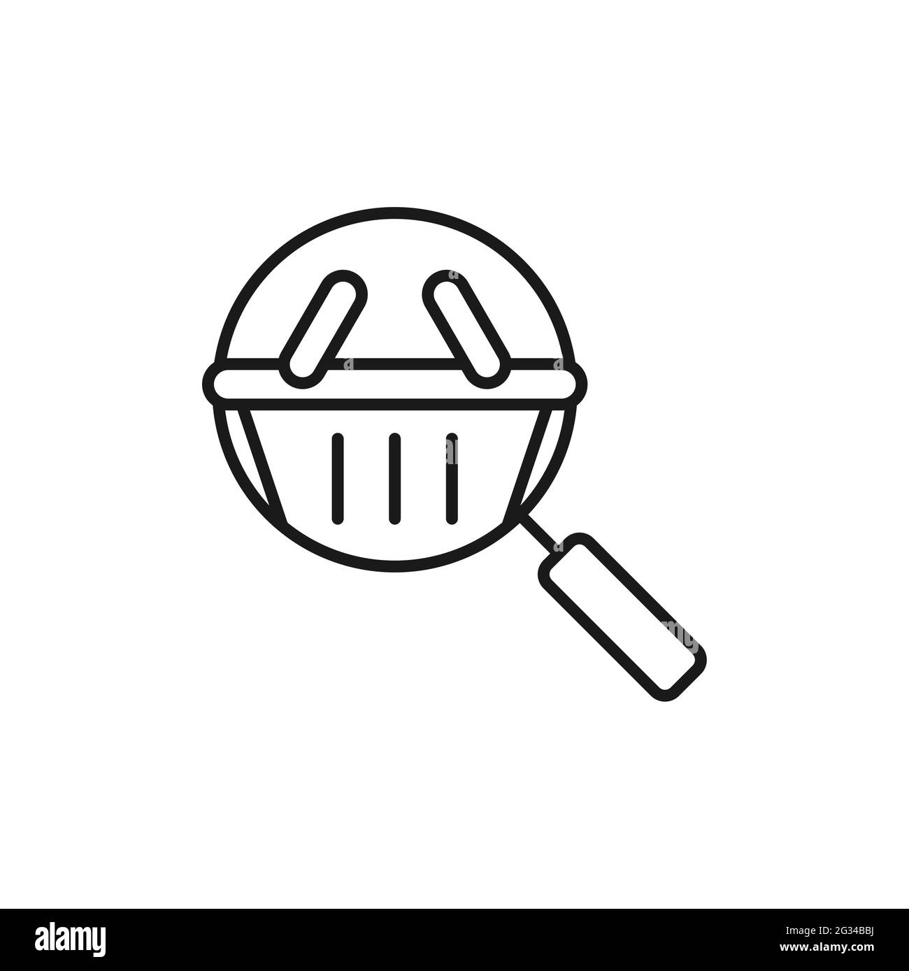 Carrello con icona di ricerca Vector Design. Carrello icona con il concetto di progettazione di ricerca per e-commerce, negozio online e sito web del mercato, m Illustrazione Vettoriale