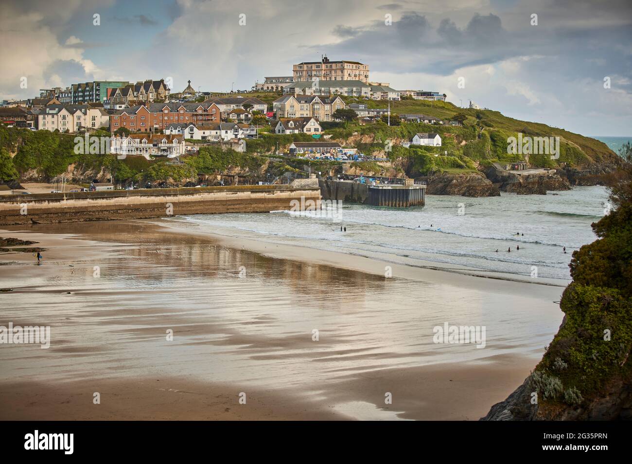 NEWQUAY, Cornovaglia. Newquay Bay fino a Towan Beach Foto Stock