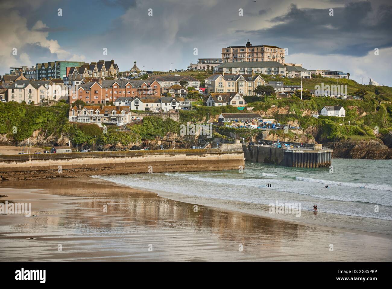 NEWQUAY, Cornovaglia. Newquay Bay fino a Towan Beach Foto Stock