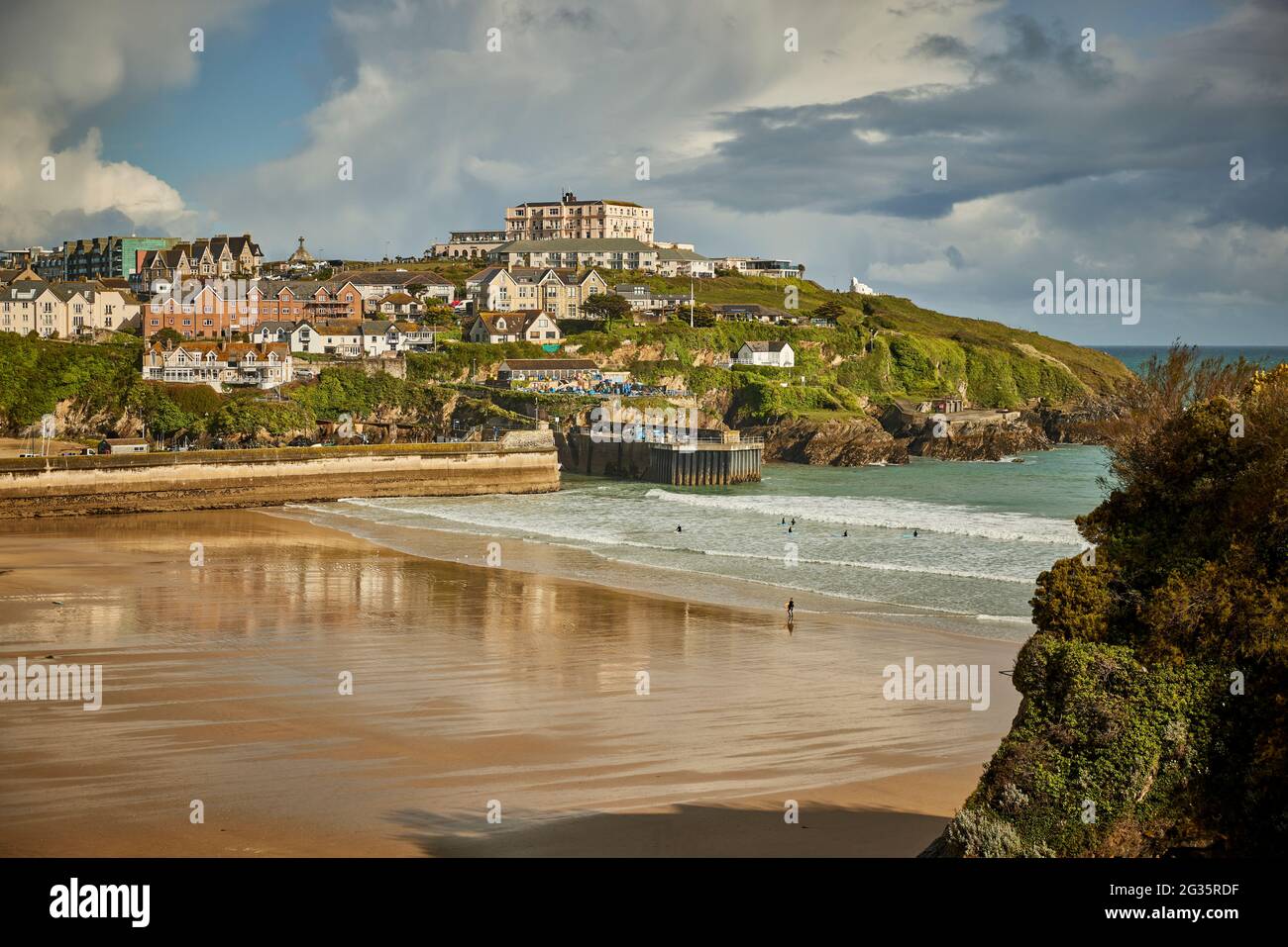 NEWQUAY, Cornovaglia. Newquay Bay fino a Towan Beach Foto Stock