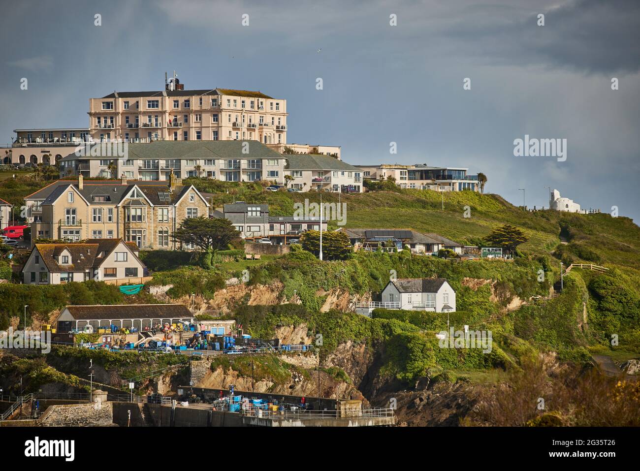 NEWQUAY, Cornovaglia. Newquay Bay fino a Towan Beach Foto Stock
