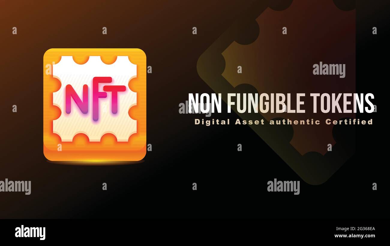 Gettoni non fungibili NFT. icona cartoni animati puliti stile 3d. certifica che una risorsa digitale è unica. illustrazione vettoriale Illustrazione Vettoriale