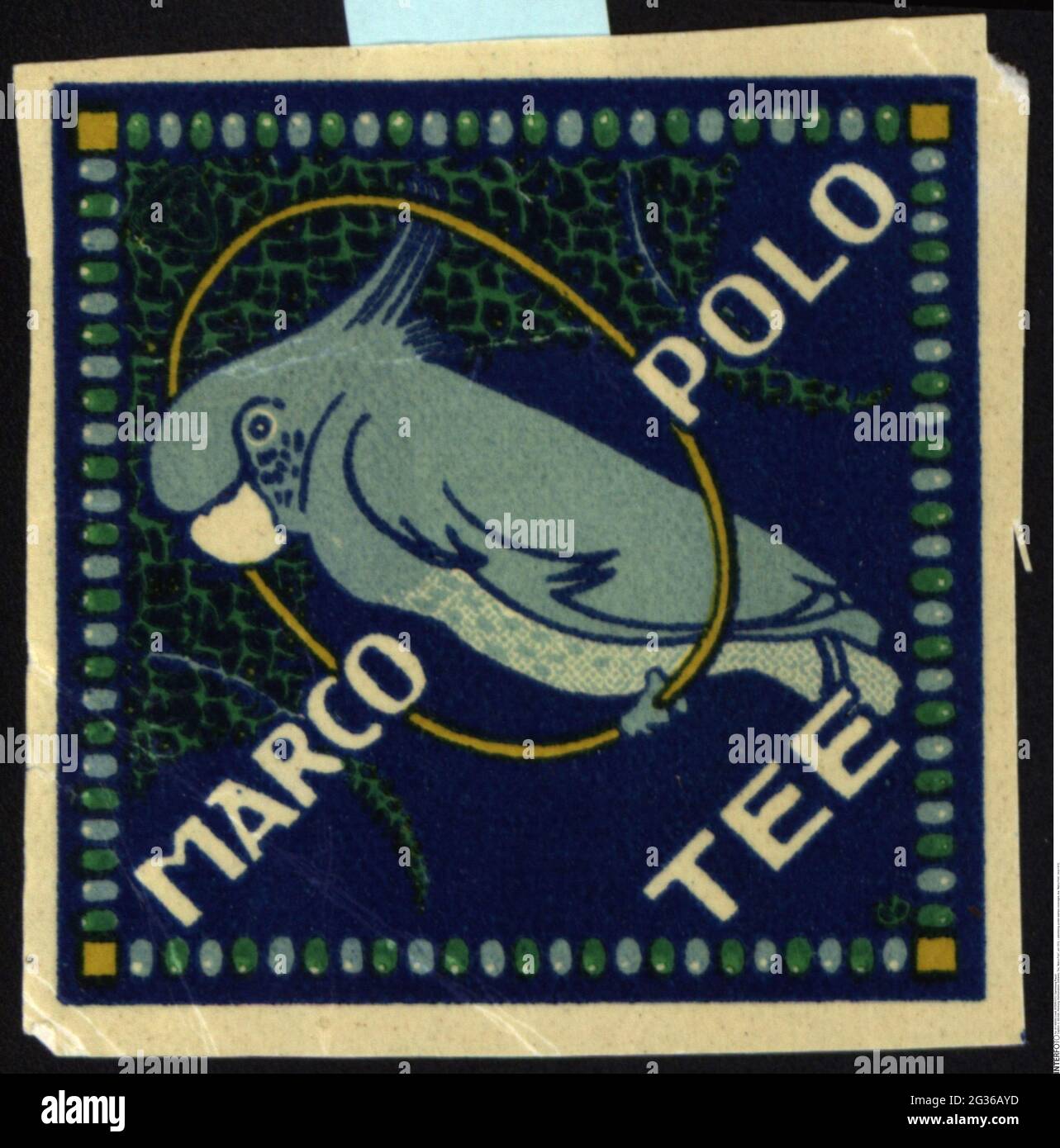 Pubblicità, francobolli, bevande, tè, 'Marco Polo', CIRCA 1910, INFORMAZIONI-DI-AUTORIZZAZIONE-DIRITTI-AGGIUNTIVI-NON-DISPONIBILI Foto Stock