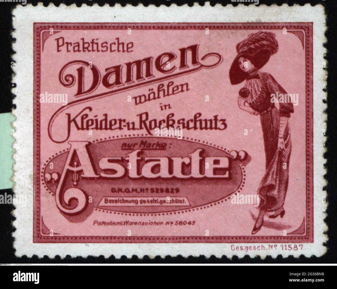 Pubblicità, francobolli, moda, moda donna 'Astarte', circa 1910, INFORMAZIONI-AGGIUNTIVE-DIRITTI-AUTORIZZAZIONE-NON-DISPONIBILI Foto Stock