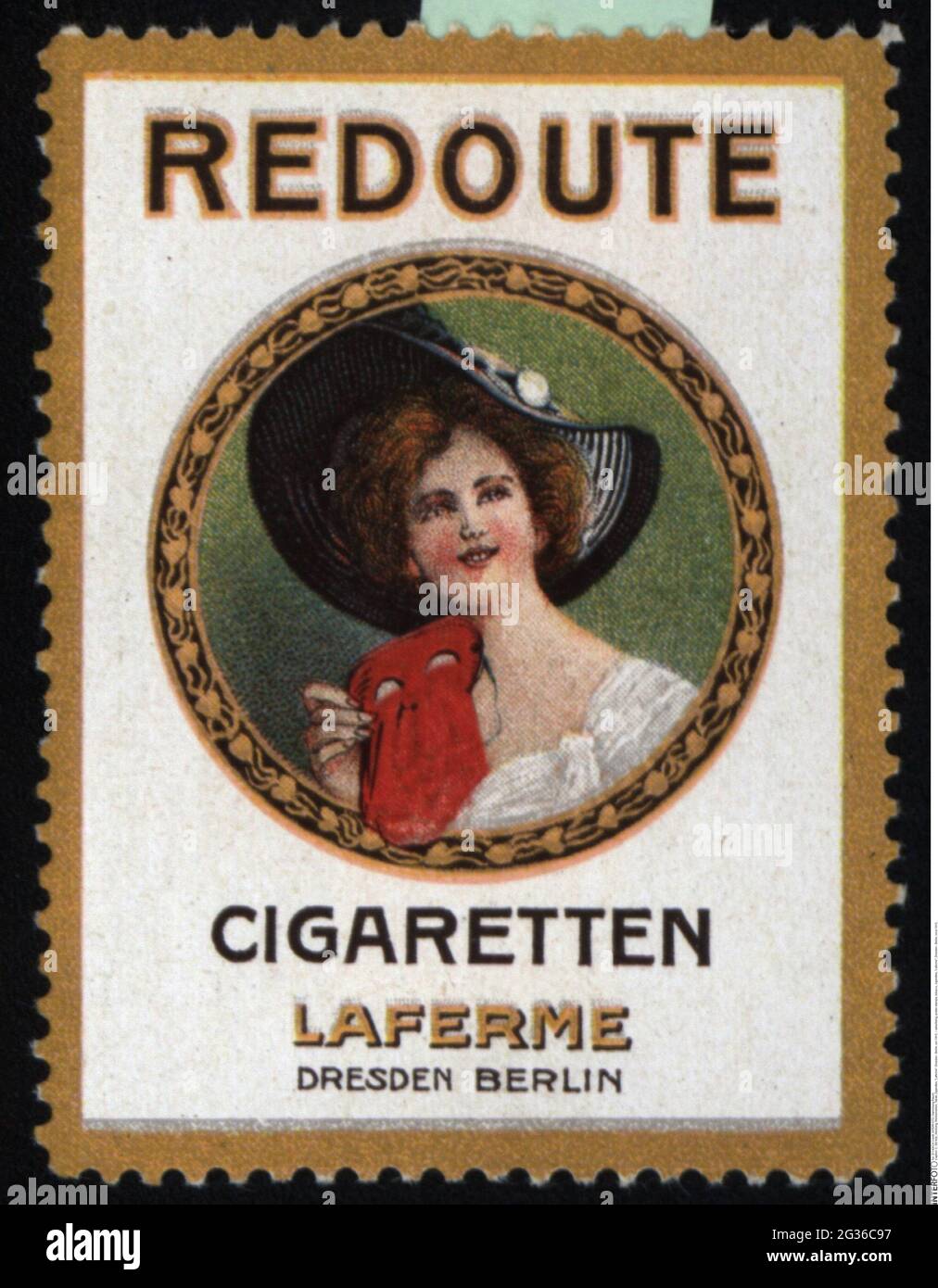 Pubblicità, francobolli, tabacchi, sigarette, Laferme, Dresda - Berlino, circa 1910, DIRITTI-AGGIUNTIVI-AUTORIZZAZIONE-INFORMAZIONI-NON-DISPONIBILI Foto Stock
