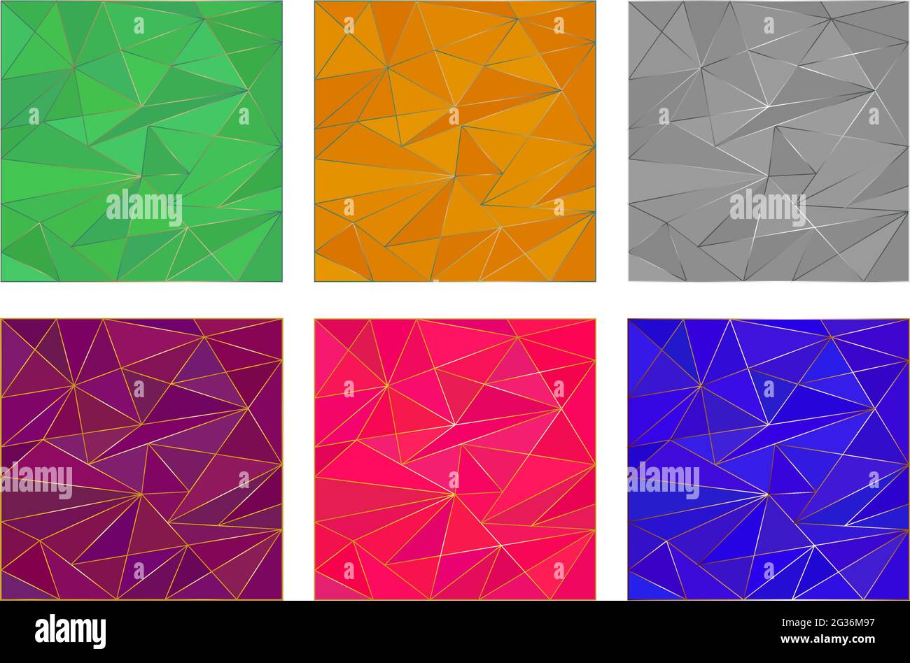 Set di sfondi astratti dai colori brillanti con tratti di gradiente in metallo disegnati in stile contemporaneo basso poly Illustrazione Vettoriale