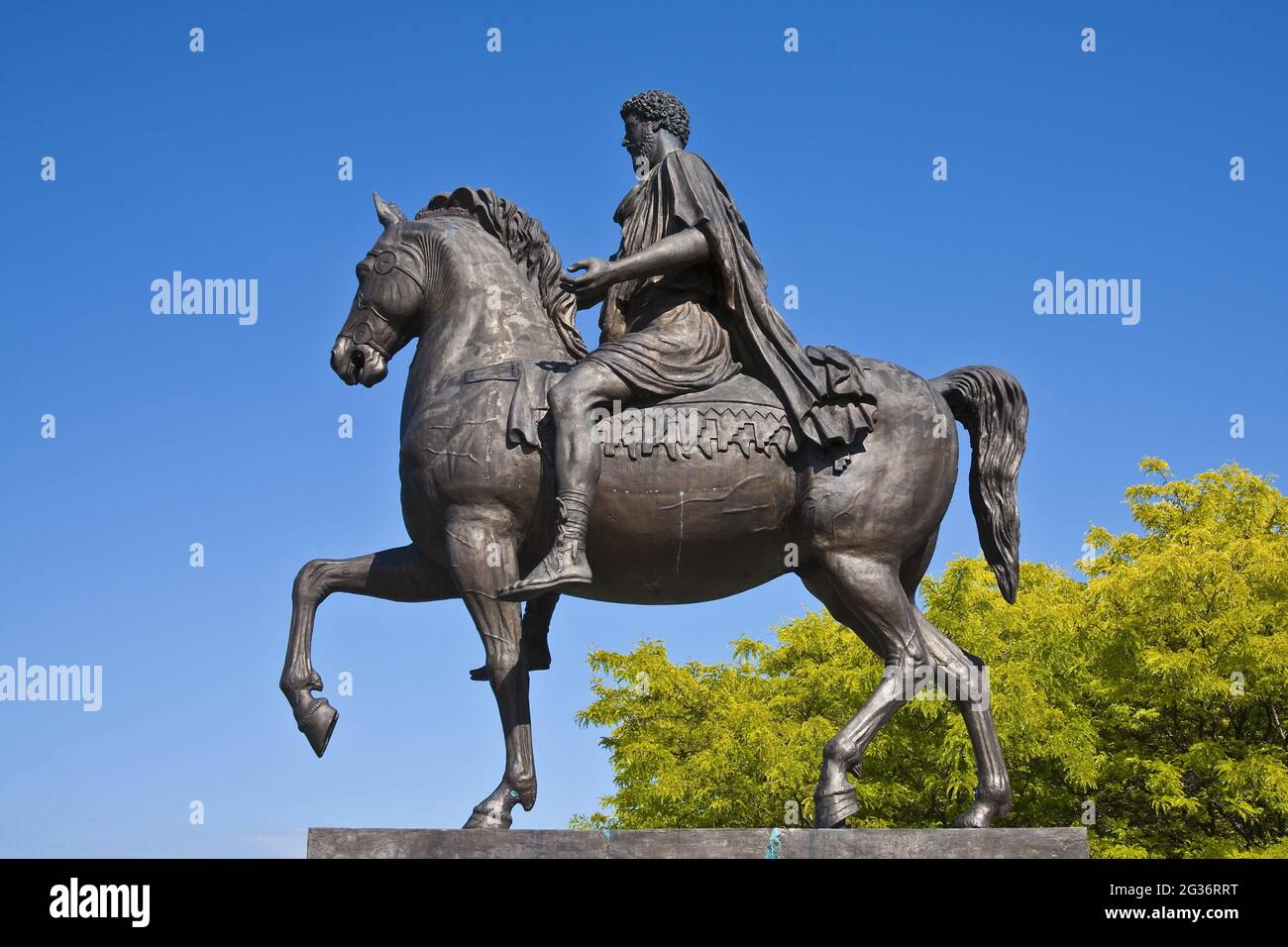 Statua equestre di Marc Aurel, imperatore romano, Austria, bassa Austria, Tulln Foto Stock