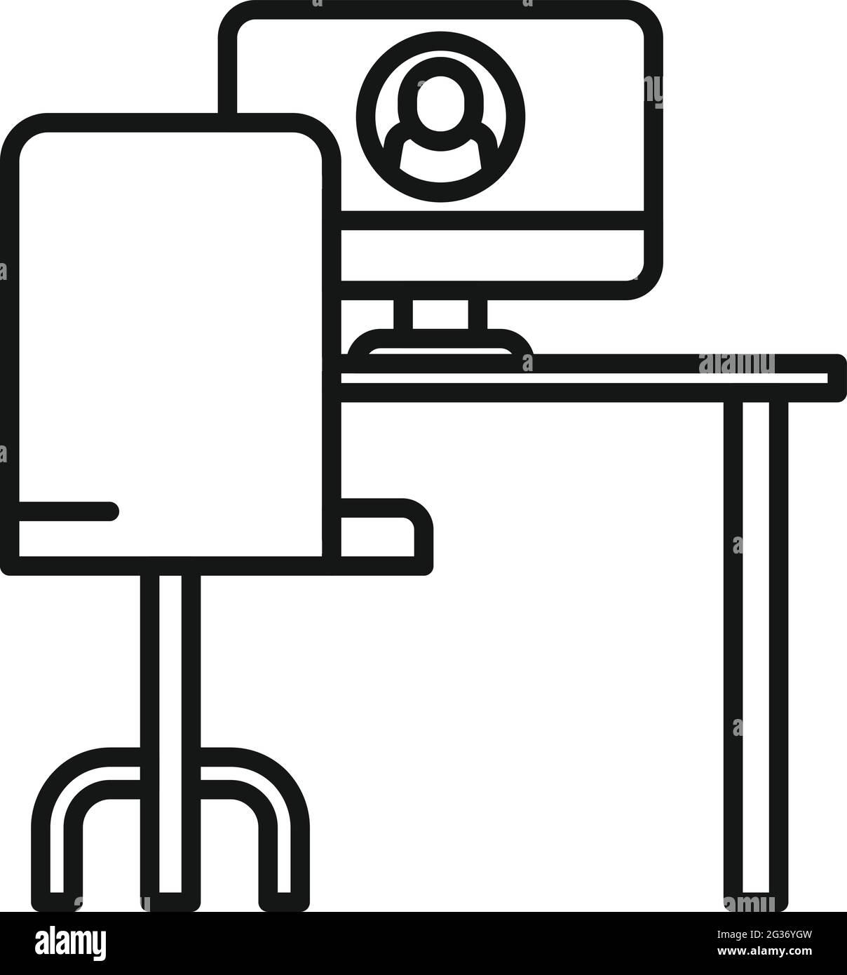 Posiziona l'icona della riunione online, stile profilo Illustrazione Vettoriale