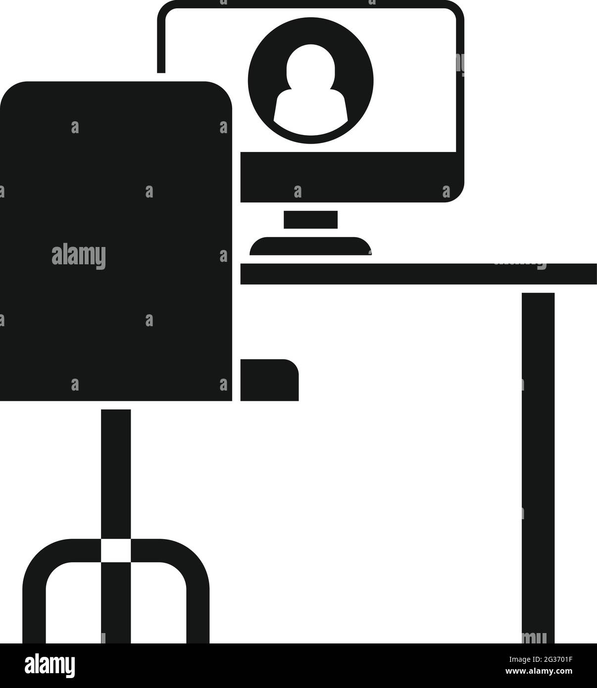 Posiziona l'icona della riunione online, stile semplice Illustrazione Vettoriale