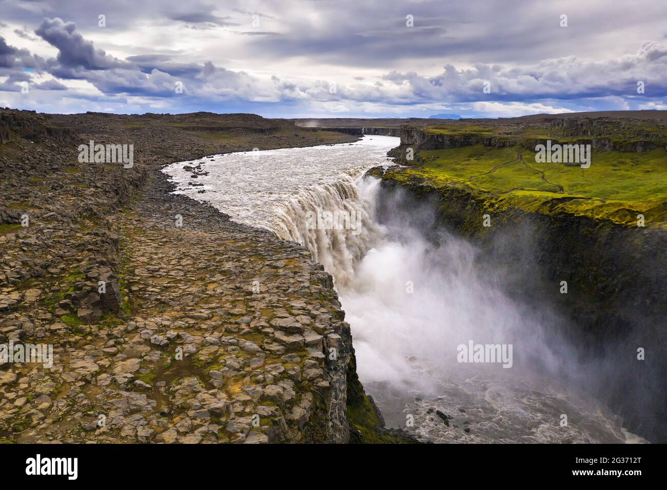 Veduta aerea della cascata di Dettifoss in Islanda Foto Stock