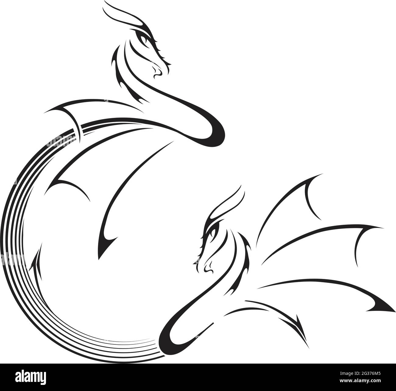 illustrazione dei draghi stilizzati Illustrazione Vettoriale