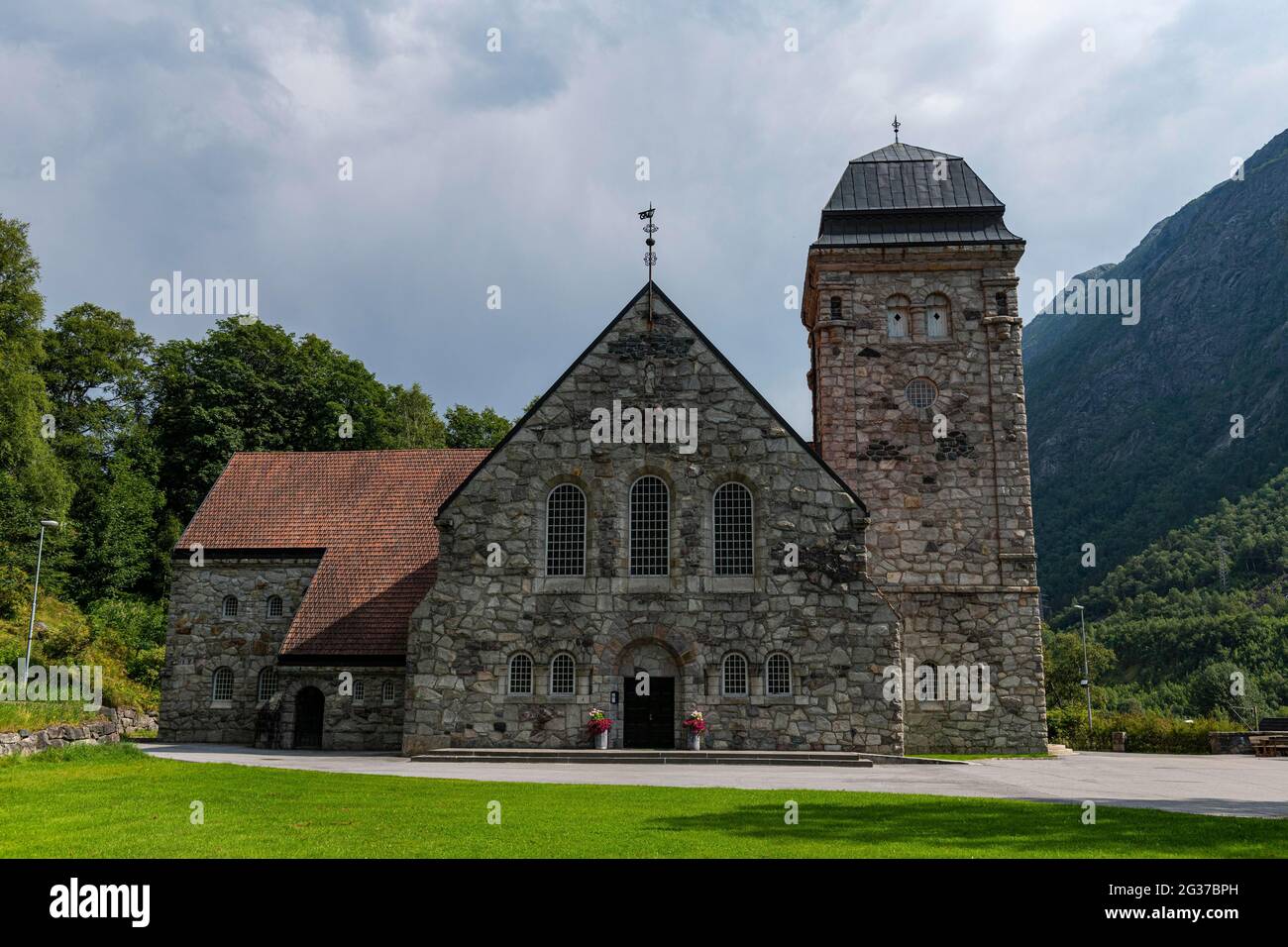 Chiesa di Rjukan kirke, patrimonio mondiale dell'UNESCO Sito industriale Rjukan-Notodden, Norvegia Foto Stock