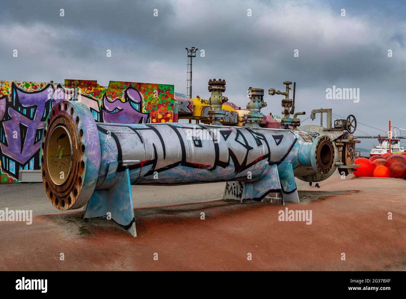 Le pipline sono state presentate al Norwegian Petroleum Museum di Stavanger, Norvegia Foto Stock