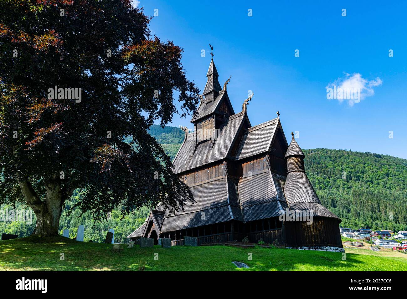 Hopperstad Stave Church, Vikoyri, Norvegia Foto Stock