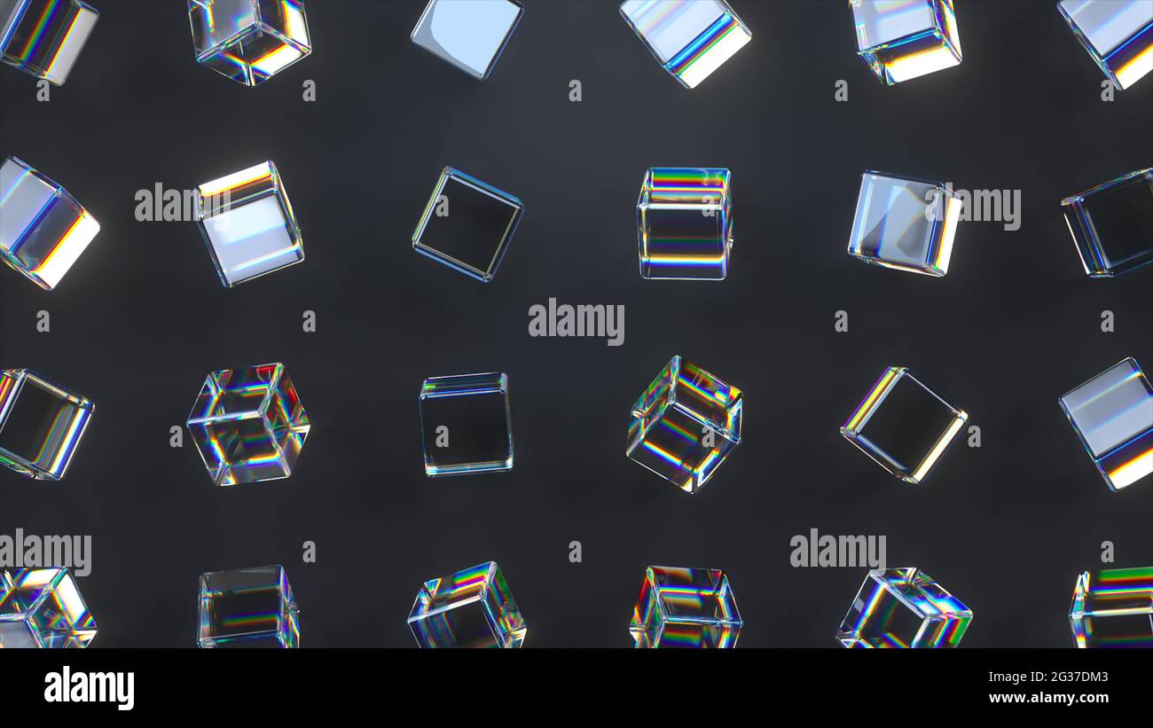 cubi rotanti in vetro 3d. Foto Stock